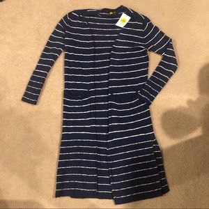 **SOLD**NWT Long Navy Striped Sweater